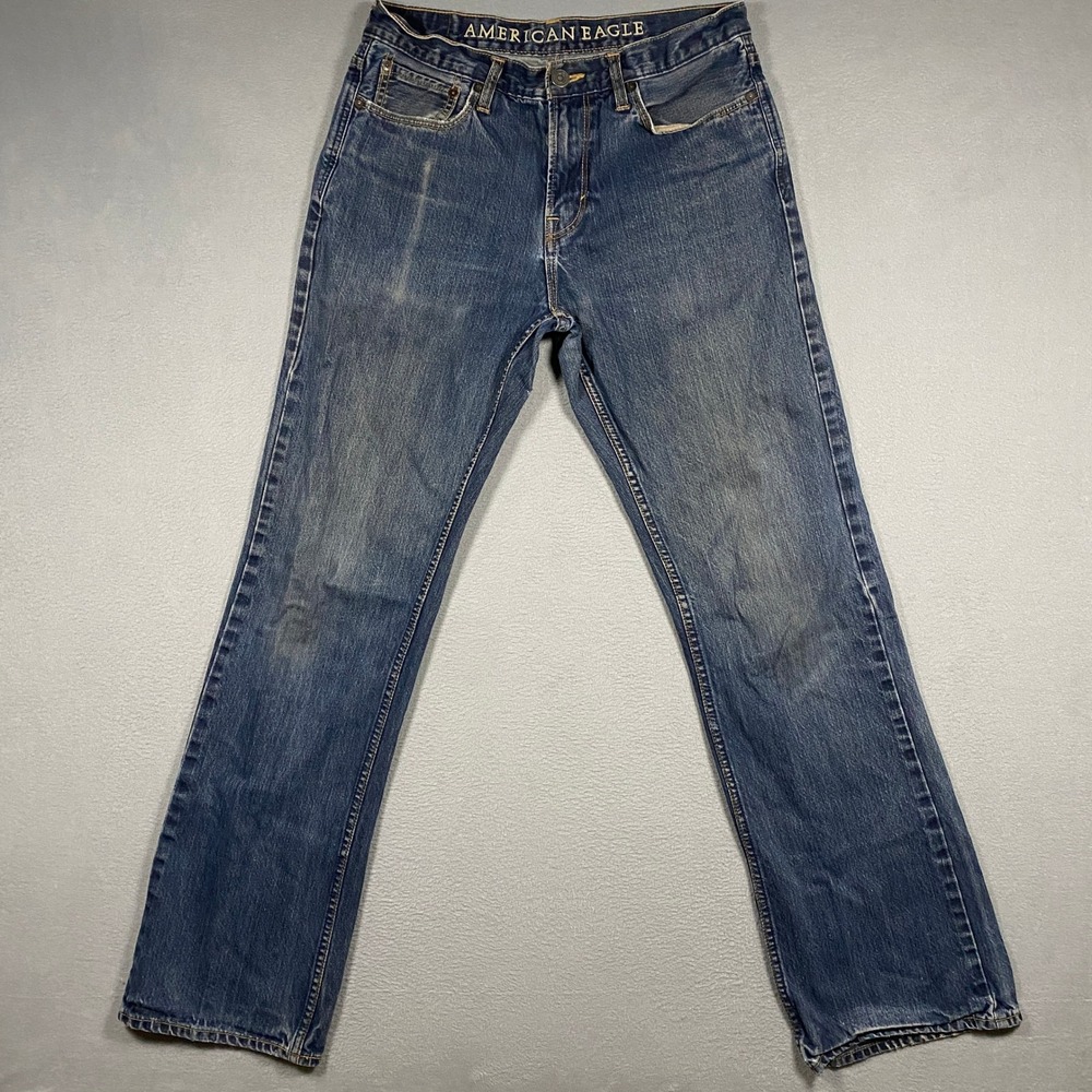 American Eagle Jeans Mens 32x36 Blue Bootcut Medium Wash Denim 100% Cotton